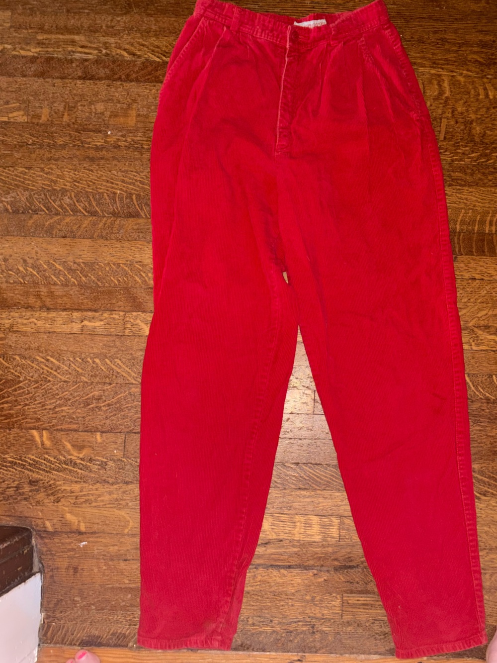 Esprit Red Corduroy High-Waist Trousers